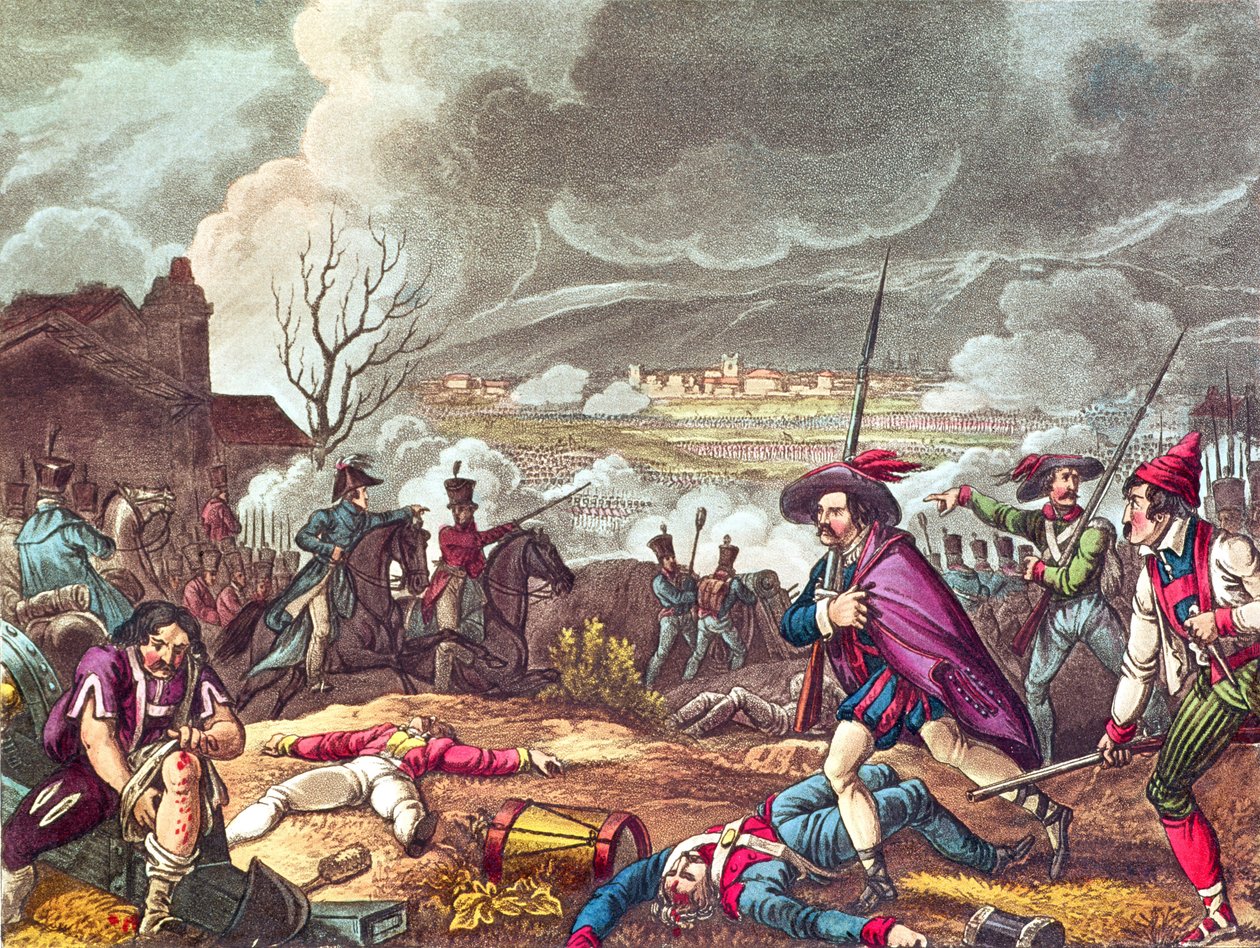 De Slag bij Toulouse, 10 april 1814, gegraveerd door J.C. Stadler (aquatint) door William Heath