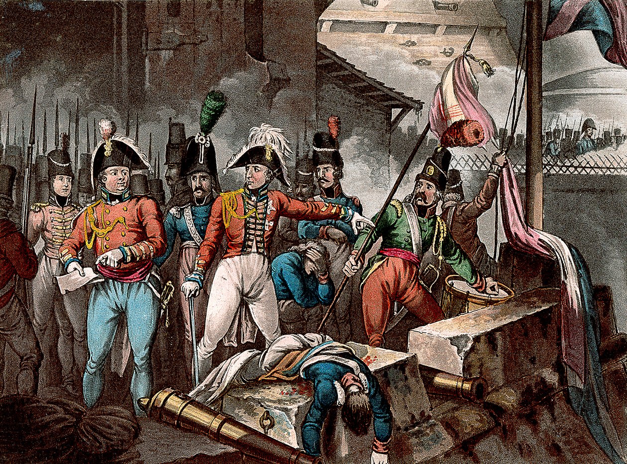 De Hertog van Wellington bij de inname van Ciudad Rodrigo, Spanje, Peninsulaire Oorlog door William Heath
