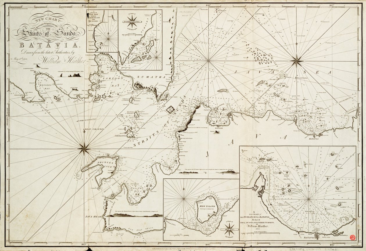 Navigatie door de Straat van Sunda naar Batavia door William Heather