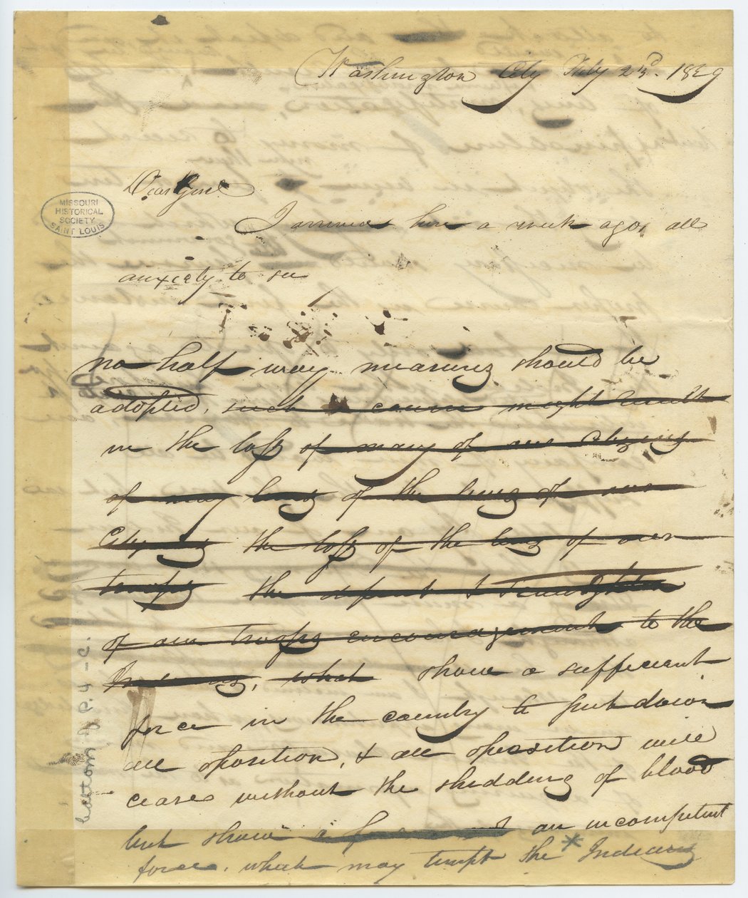 Concept van brief van William H. Ashley, Washington, begint - 