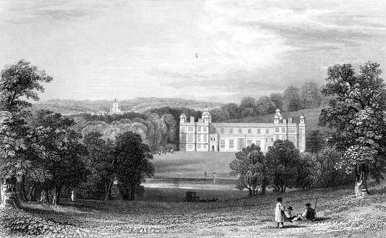 Audley End, Essex, gegraveerd door Henry Adlard, 1832 door William Henry Bartlett