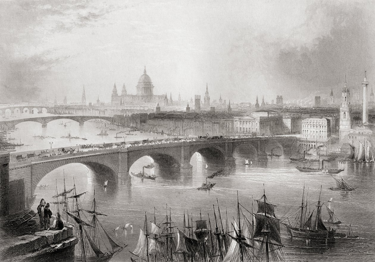 Londen, Southwark en Blackfriars bruggen over de rivier de Theems, Londen, Engeland, uit 