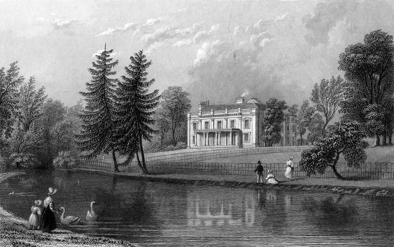 Moor Hall, nabij Harlow, Essex, gegraveerd door John Rogers, 1833 door William Henry Bartlett