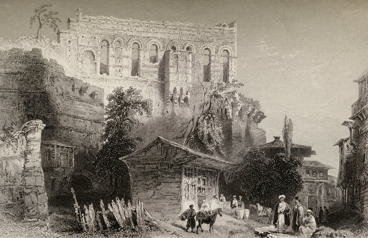 Paleis van Belisarius, Turkije, Istanbul door William Henry Bartlett