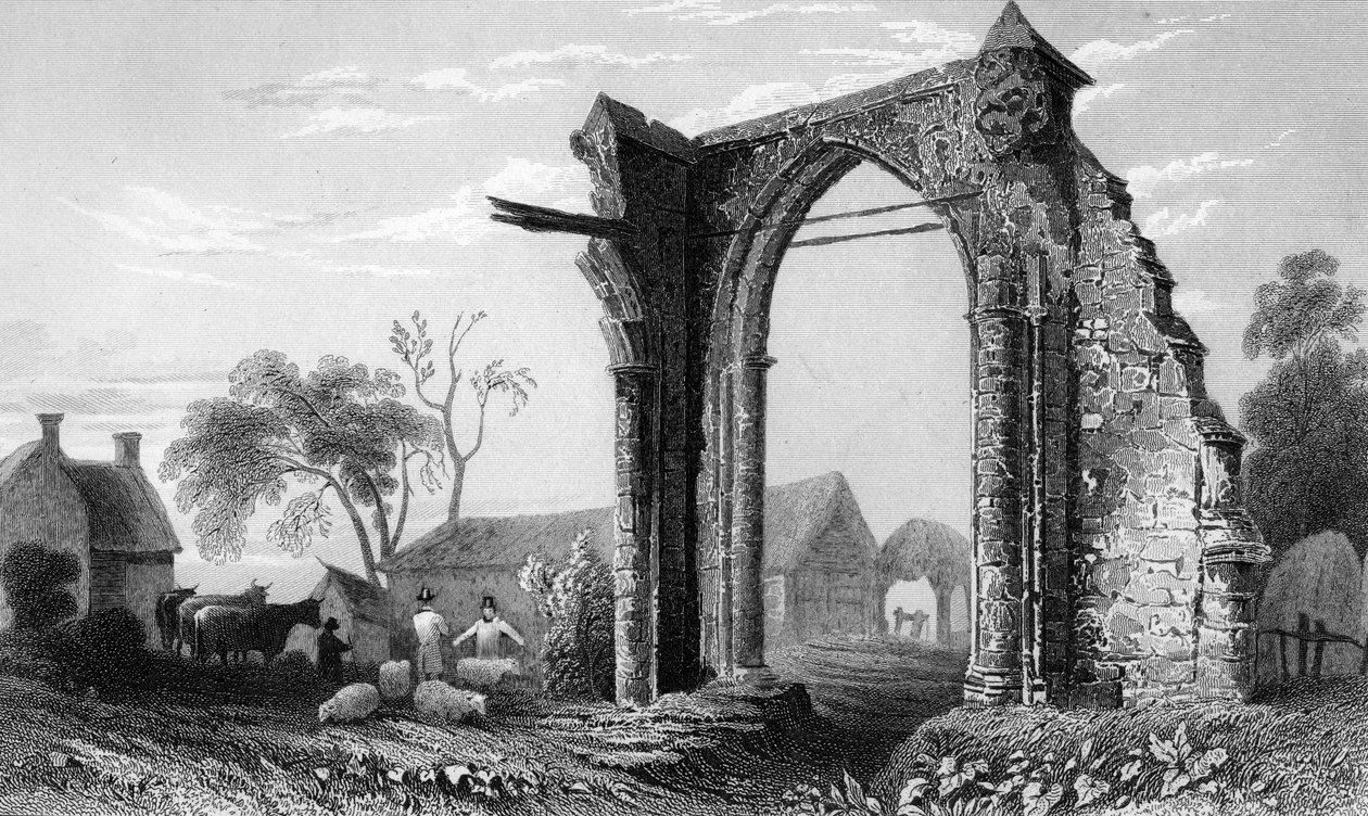 Restanten van Bycknacre Priory, Essex, gegraveerd door William Tombleson door William Henry Bartlett