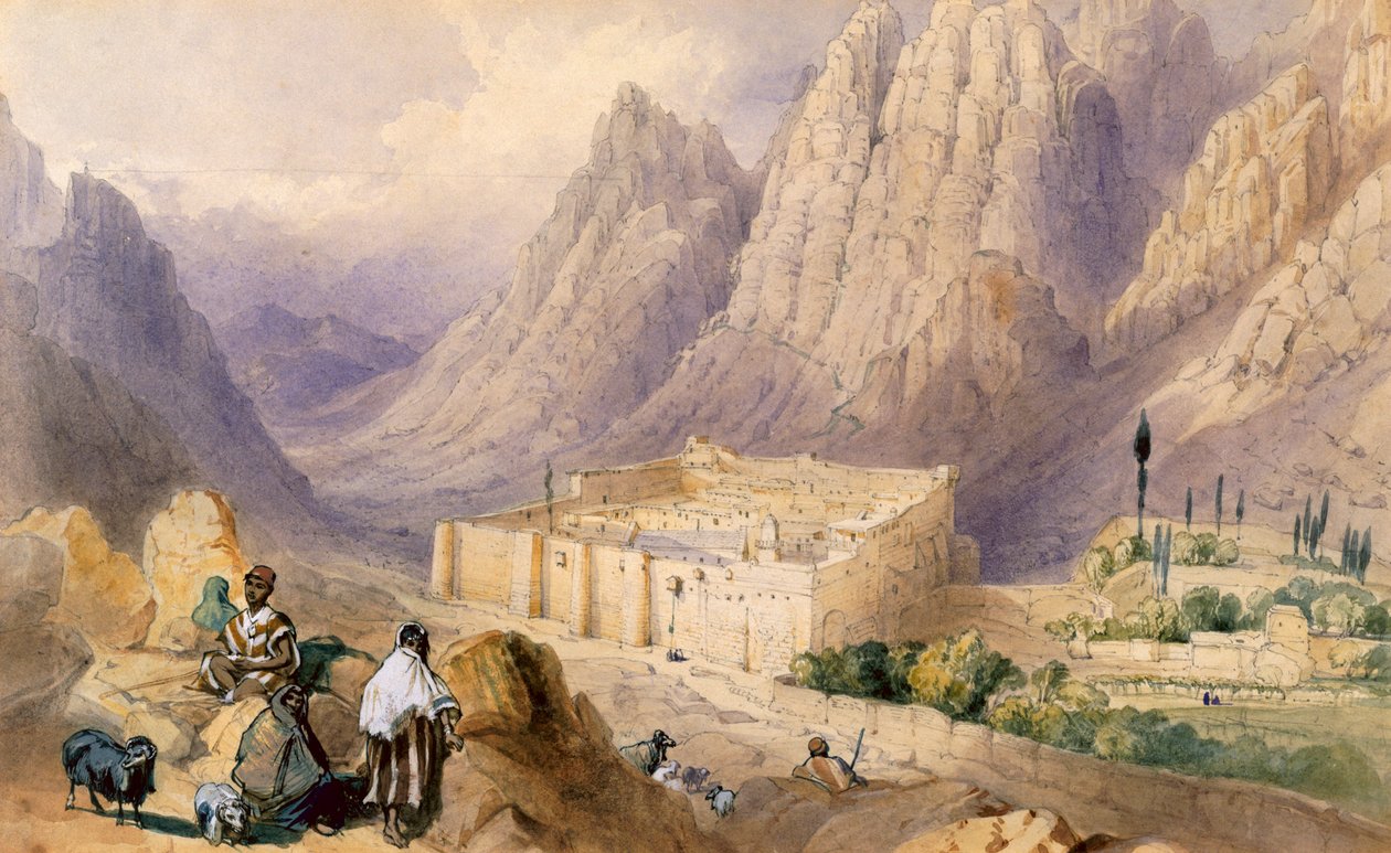 Het klooster van St. Catherine, Sinaïberg door William Henry Bartlett