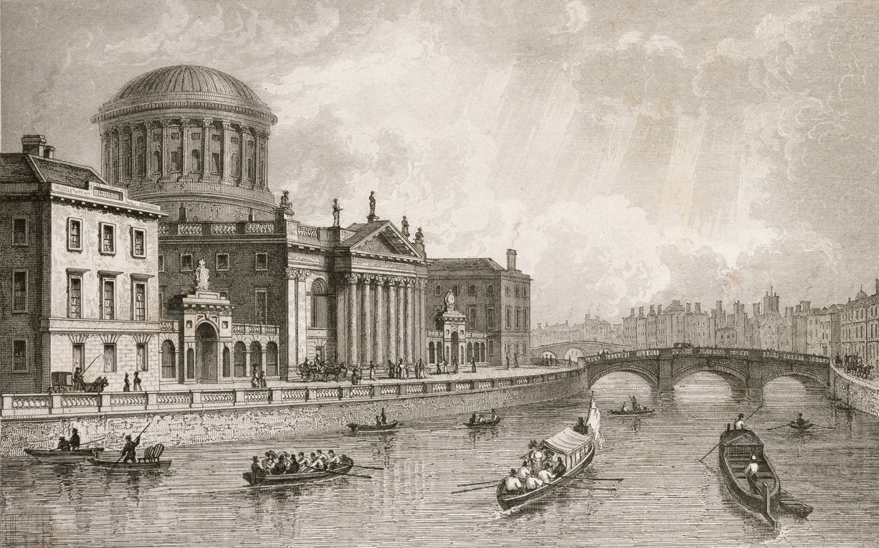 De Vier Gerechtsgebouwen, Dublin, gegraveerd door Owen door William Henry Bartlett