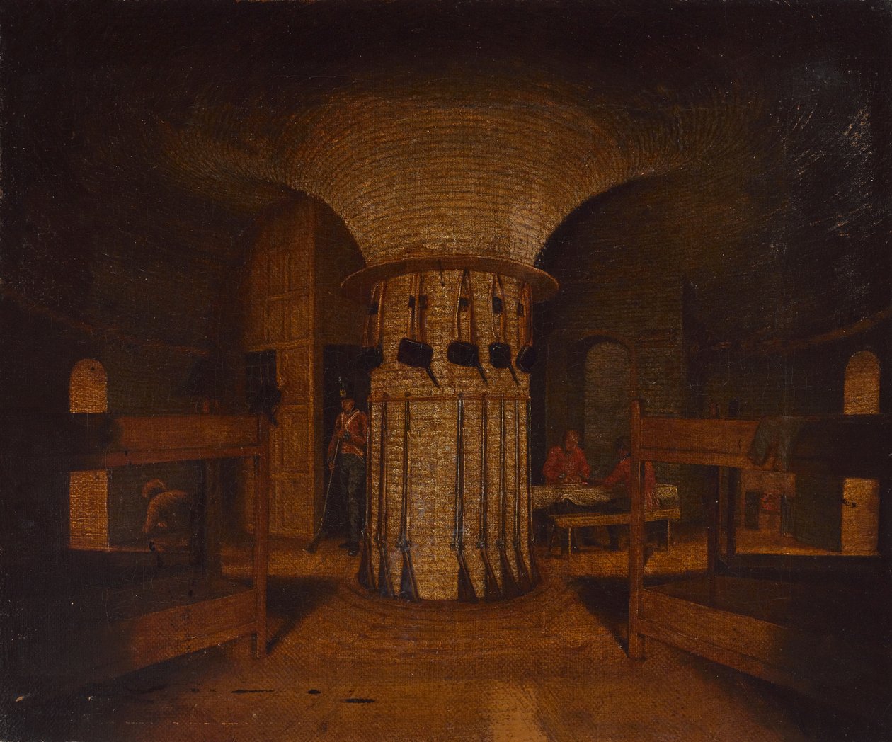 Het interieur van een kazerne, mogelijk in een Martello-toren, c.1812 door William Henry Ford