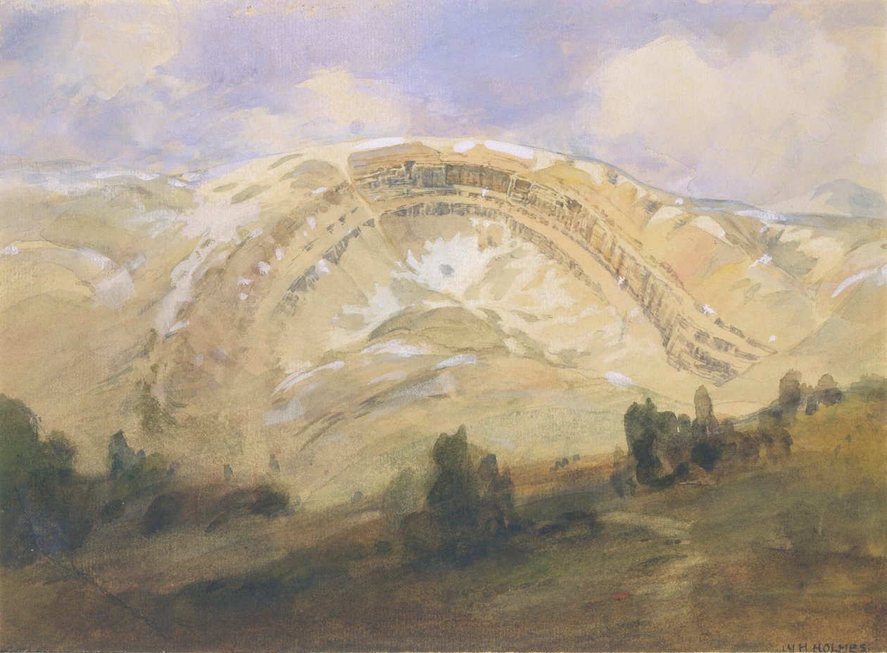 Gevouwen strata, een grote geologische boog, Colorado door William Henry Holmes