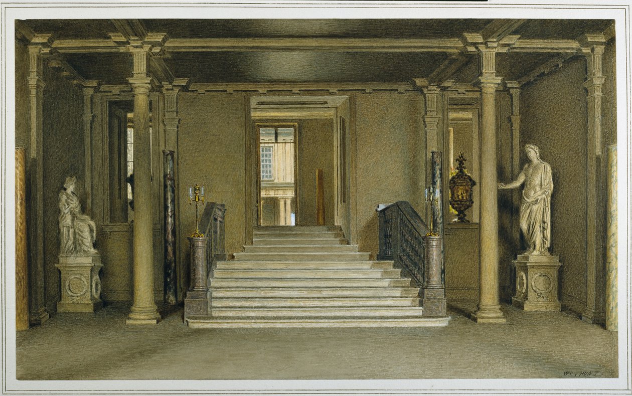 Noordelijke Ingangshal in Chatsworth House door William Henry Hunt