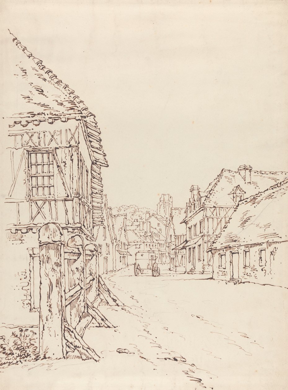 Uitzicht op een Straat in een Franse Stad door William Henry Hunt