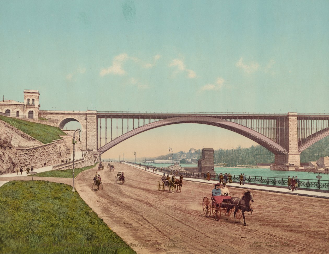 Washington Bridge en Speedway, New York,gepubliceerd 1901 (foto) door William Henry Jackson