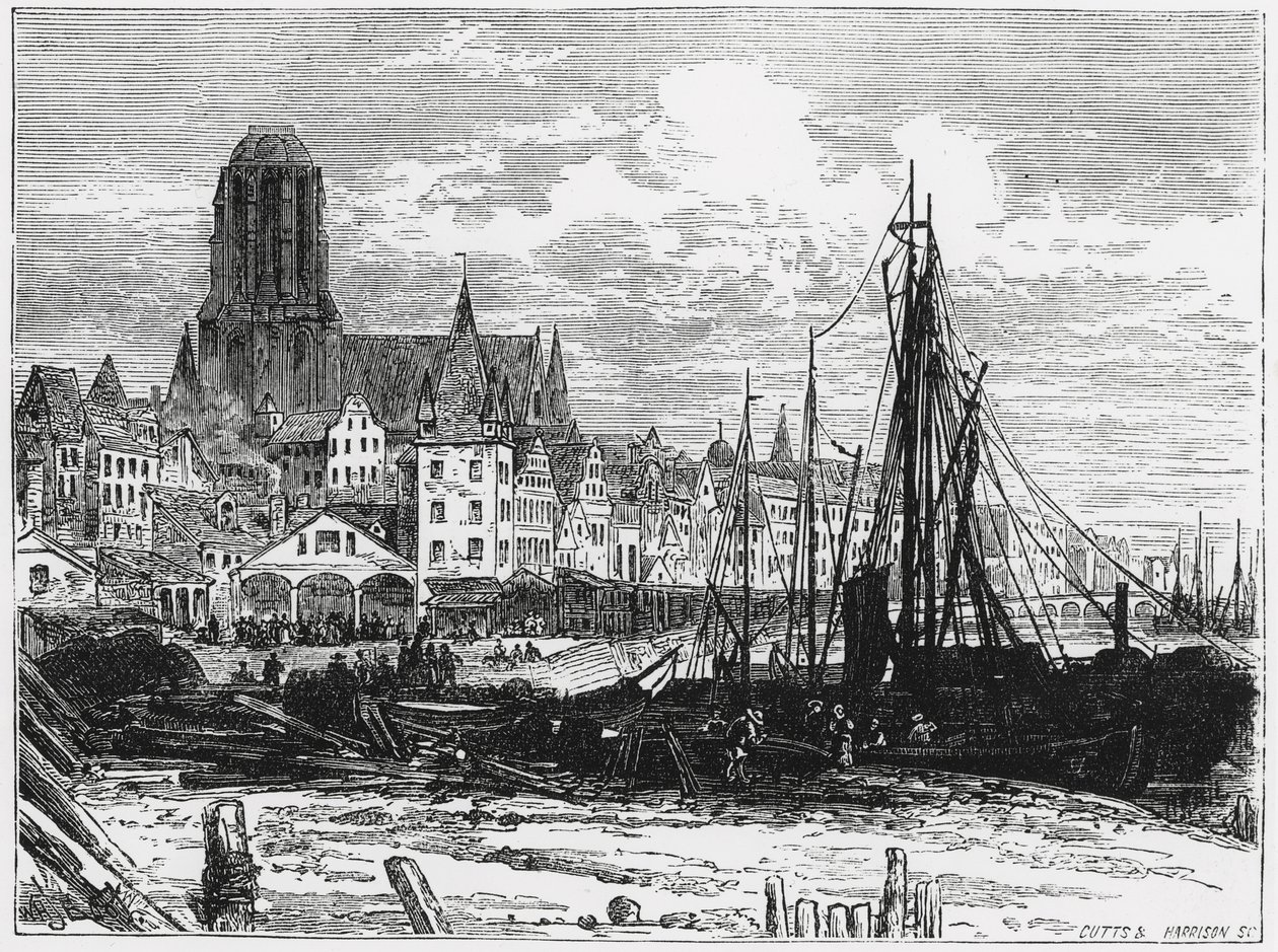 Zicht op Frankfurt am Main met de Witte Dameskerk op de achtergrond, gegraveerd door Cutts en Harrison door William Henry James Boot