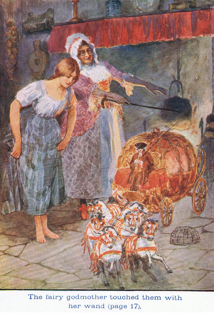 De Goede Fee raakte hen aan met haar Toverstok, Assepoester, 1925 door William Henry Margetson