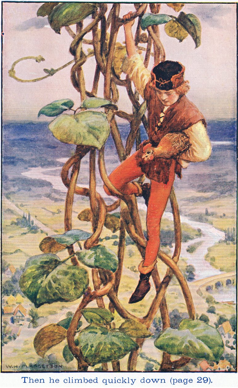 Toen klom hij stilletjes naar beneden, Jack en de Bonenstaak, 1925 door William Henry Margetson