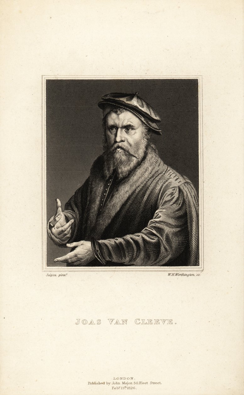 Portret van Joos van Cleve, schilder actief in Antwerpen, circa 1485-1540 door William Henry Worthington