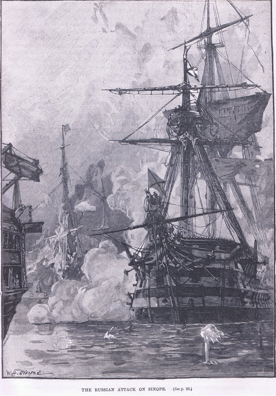 De Russische aanval op Sinope 1853 AD door William Heysham Overend