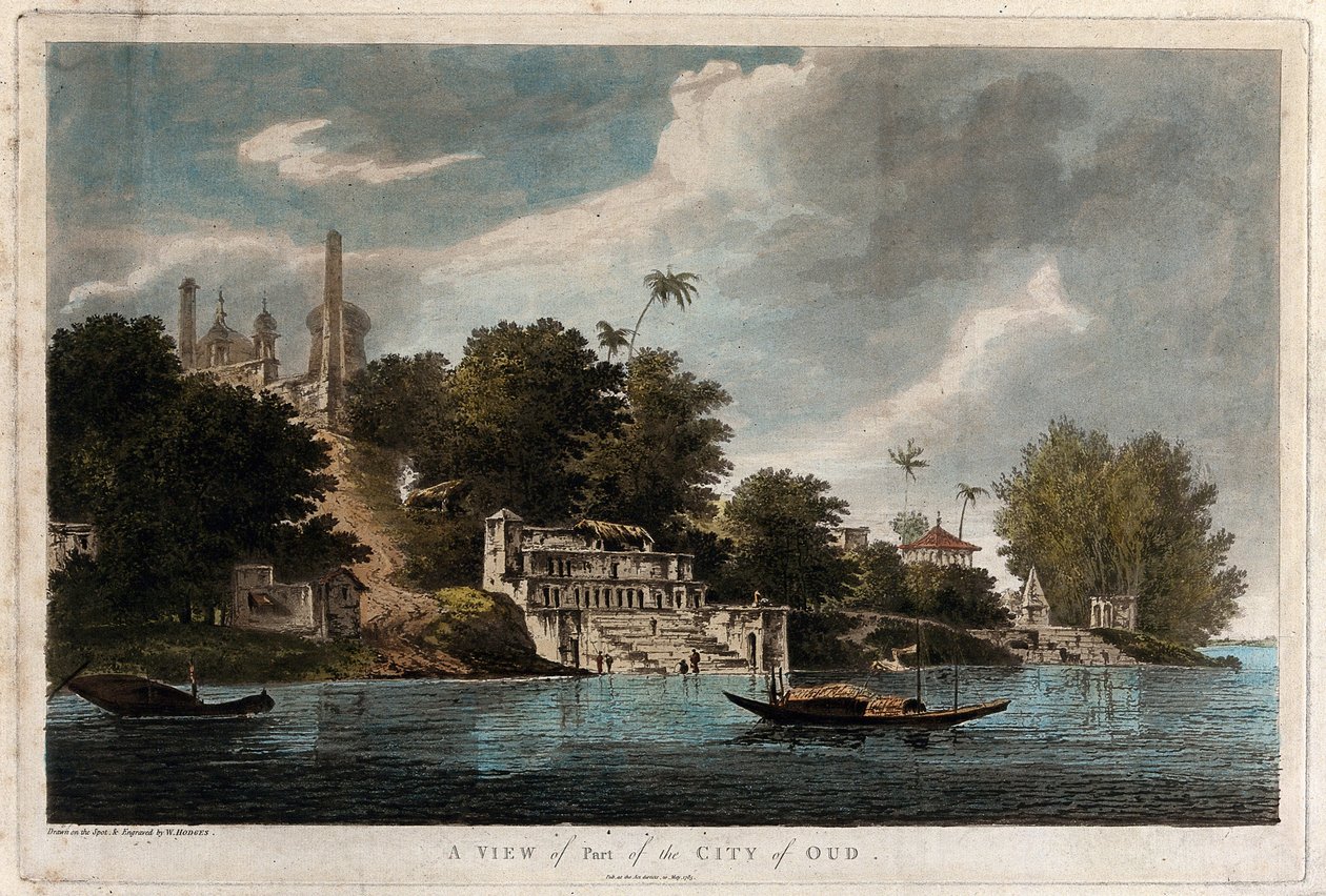 Zicht op een deel van de stad Oud door William Hodges