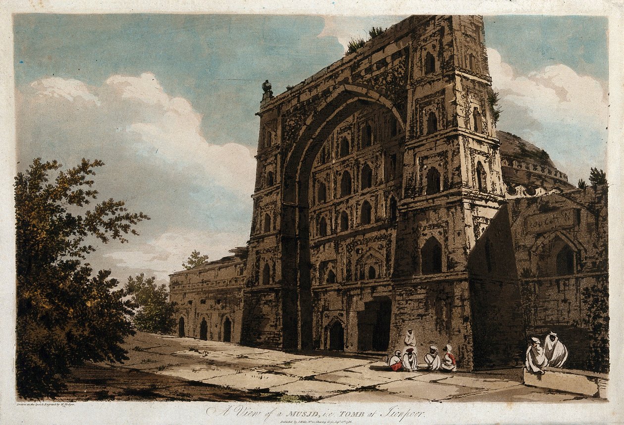 Gezicht op een Musjid, d.w.z. graftombe in Jionpoor door William Hodges