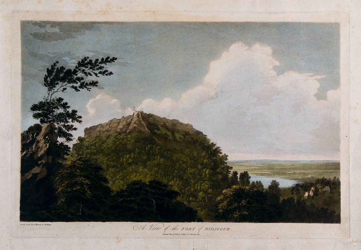 Uitzicht op het fort van Bidjegur door William Hodges
