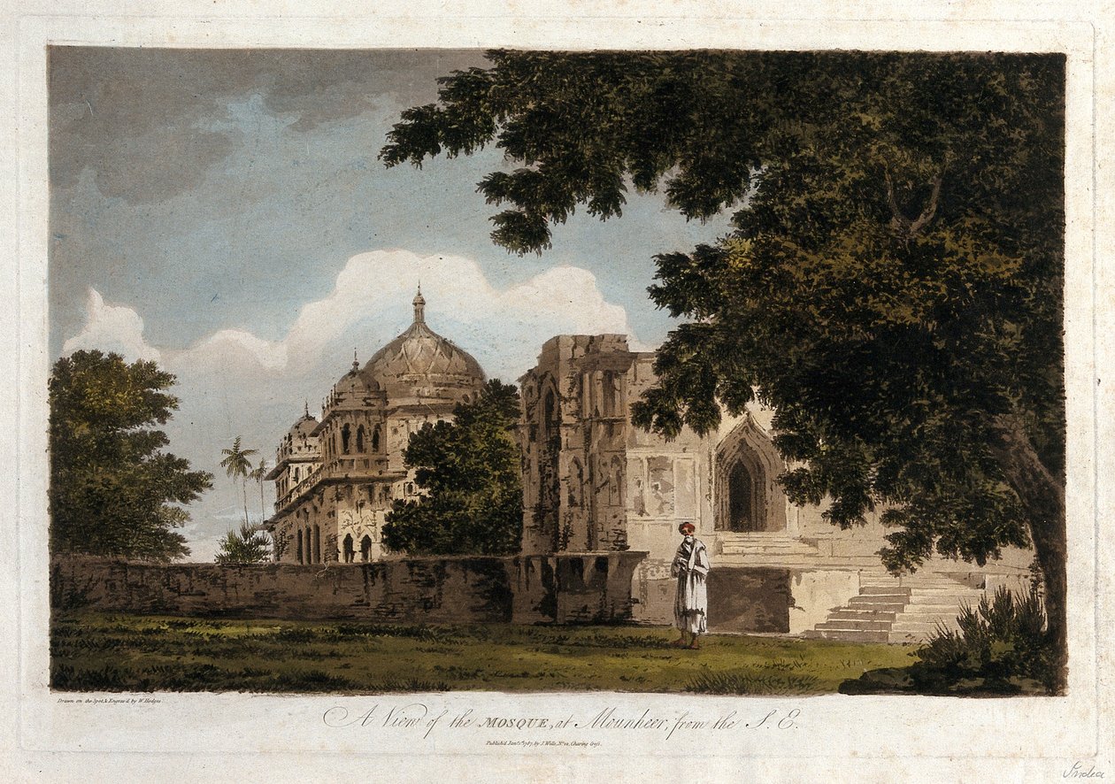 Gezicht op de moskee van Mounheer vanuit het zuidoosten. door William Hodges