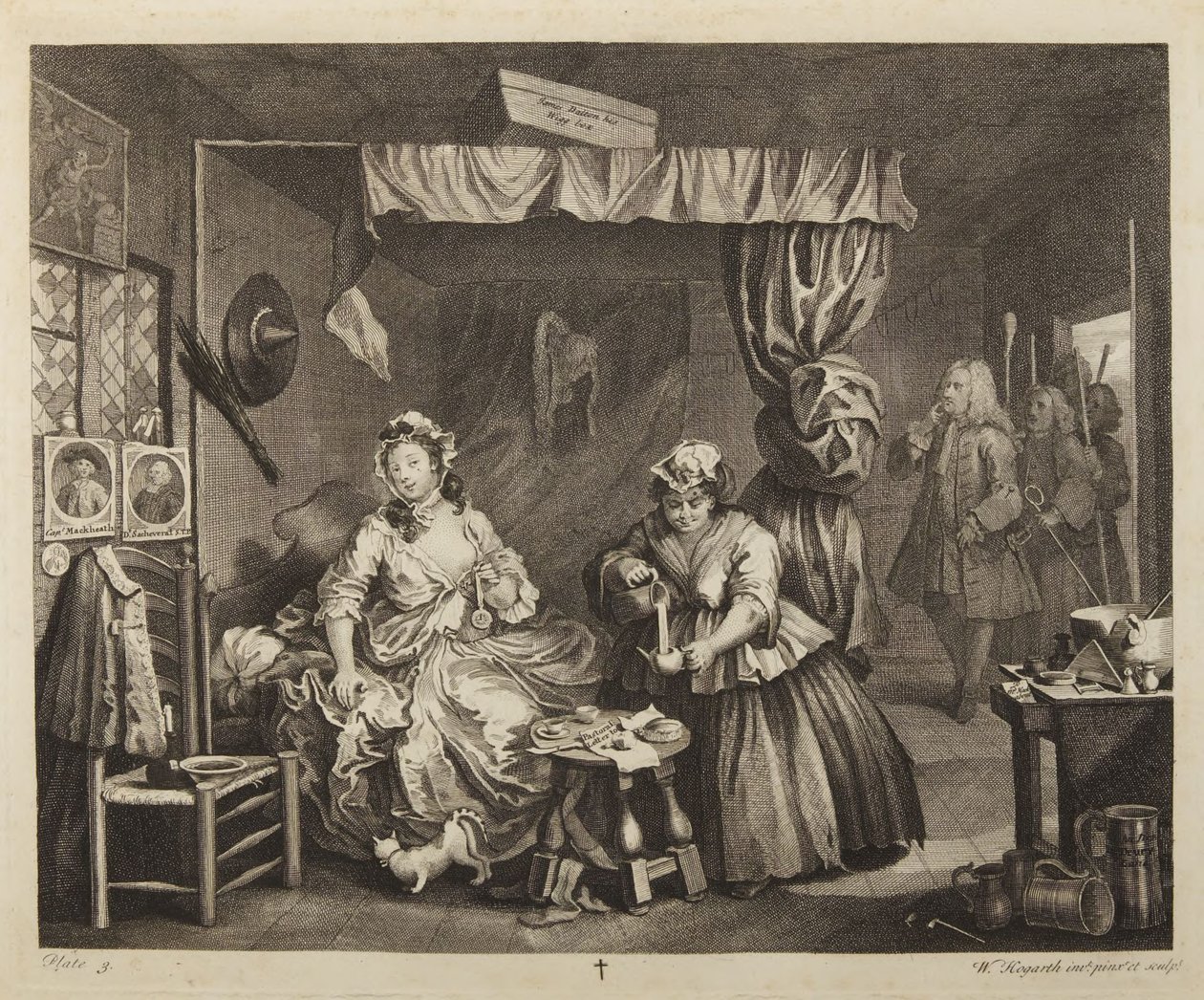 De levensloop van een hoer, plaat 3 door William Hogarth