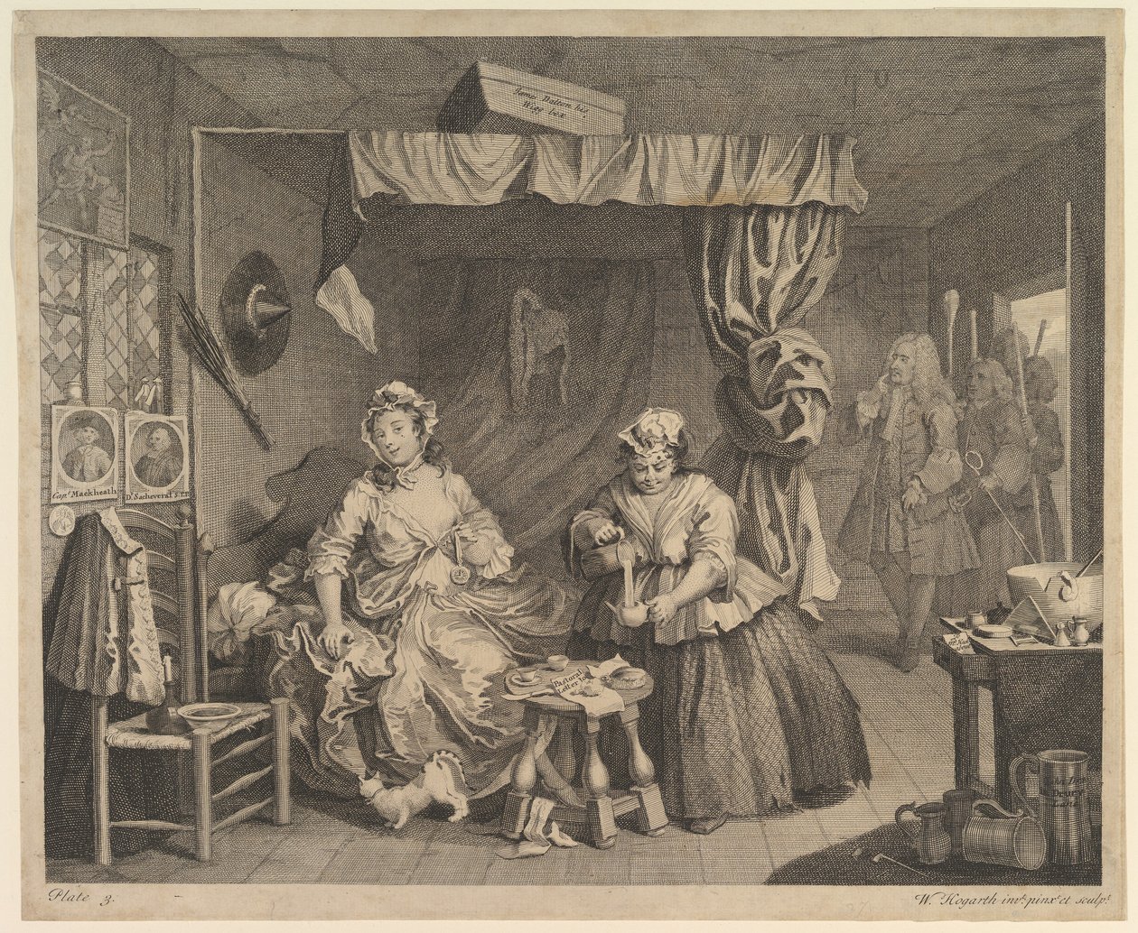 Een Hoerenloopbaan, Plaat 3, voor april 1732 door William Hogarth