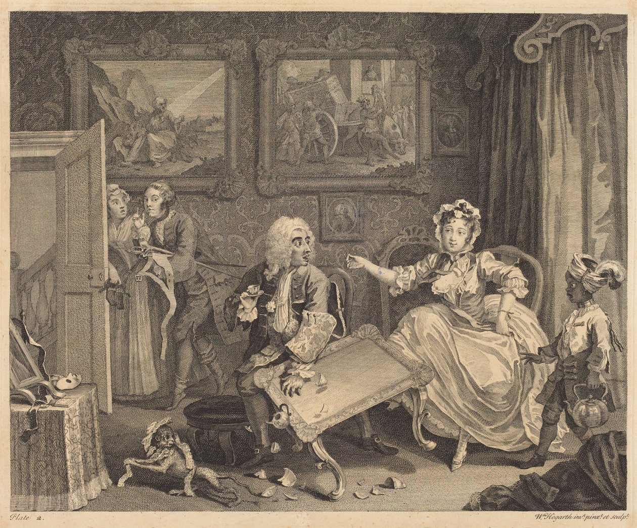 De ontwikkeling van een hoer: pl. 2 door William Hogarth