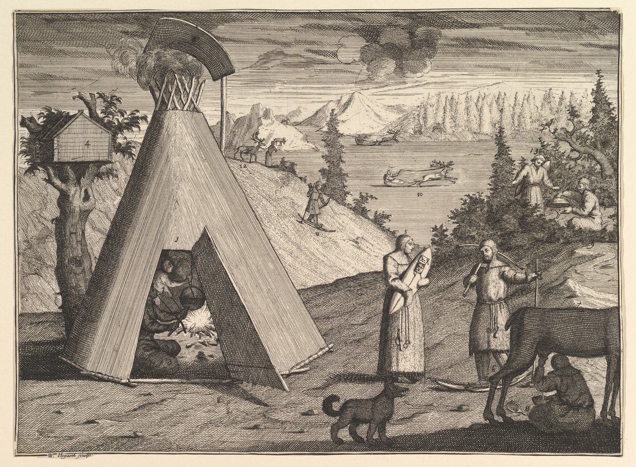 Een Lapse hut uit Aubry de La Mottrayes reizen door Europa, Azië en een deel van..., 1723-24 door William Hogarth