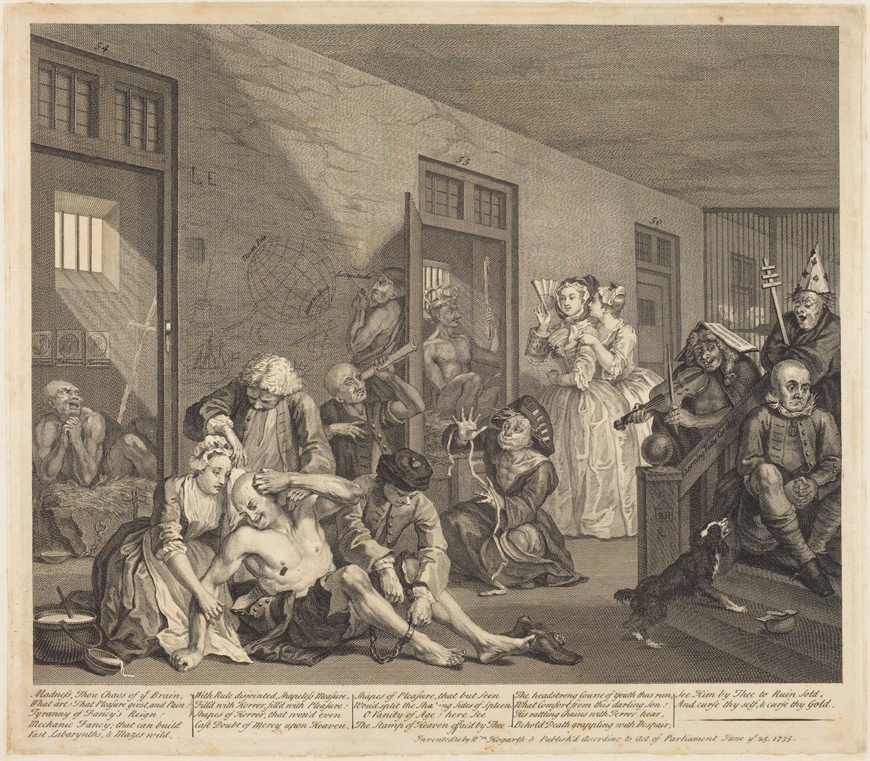 De carrière van een losbol: plaat 8 door William Hogarth