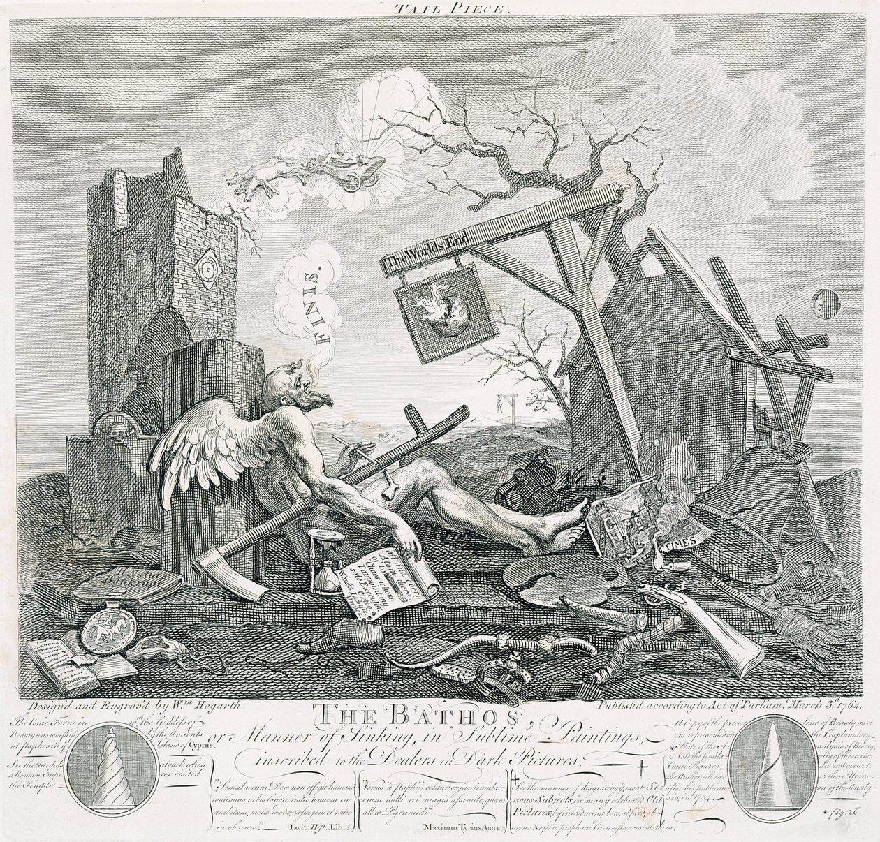 Bathos, wijze van zinken, in sublieme schilderijen opgedragen aan de handelaren in donkere schilderijen door William Hogarth