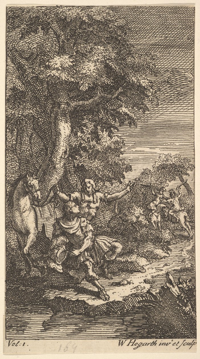 Cassandra, Frontispice, Vol. 1, 1725 door William Hogarth