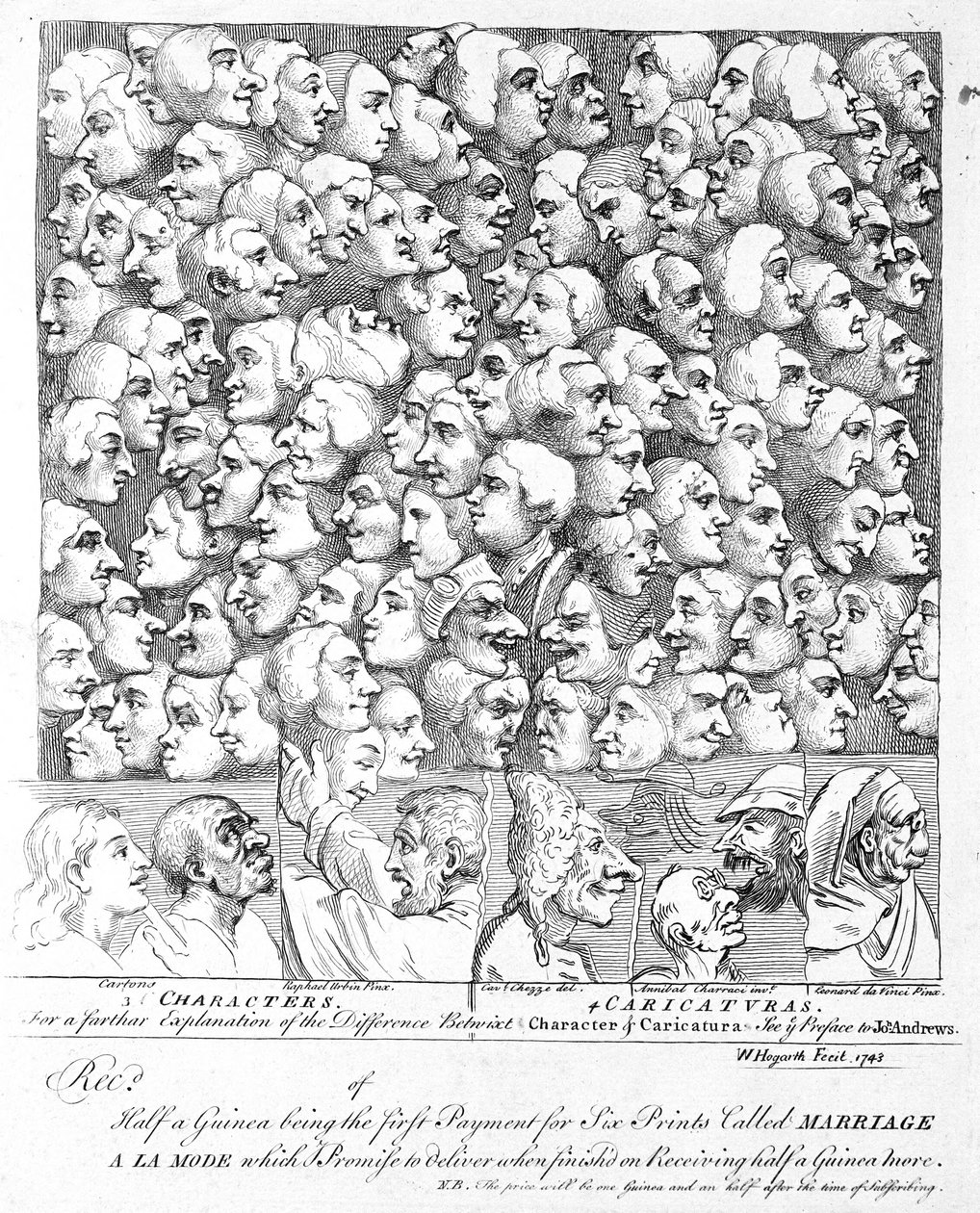 Personages en karikaturen door William Hogarth