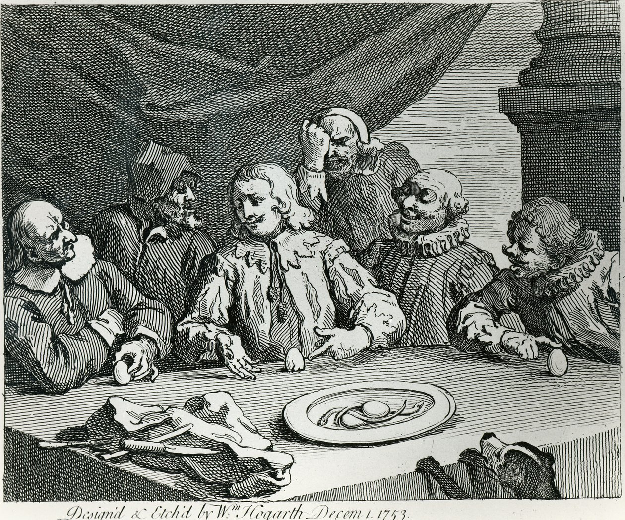 Columbus breekt het ei, 1753 door William Hogarth