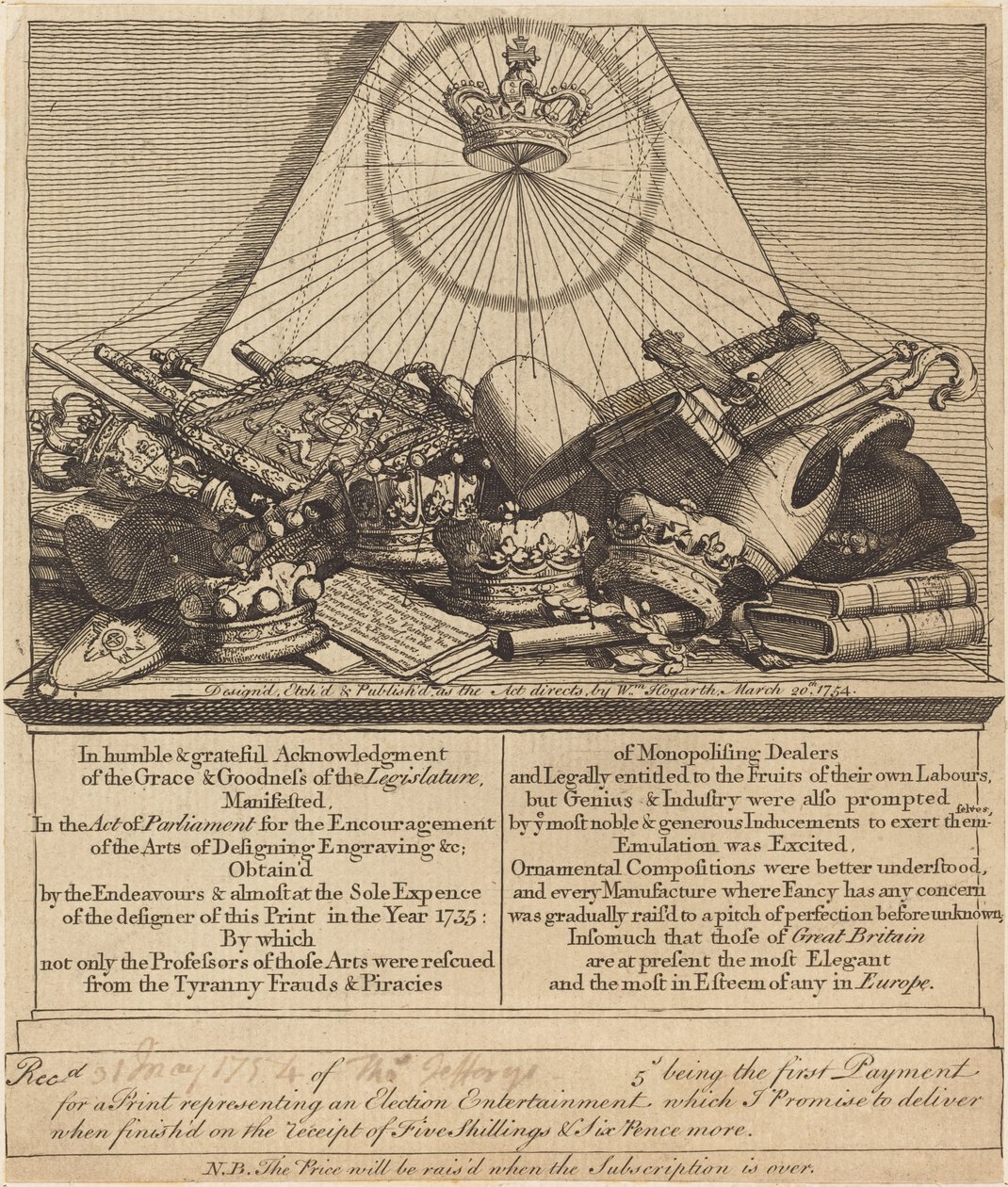 Kronen, Mijters, Knotsen, Etc. door William Hogarth