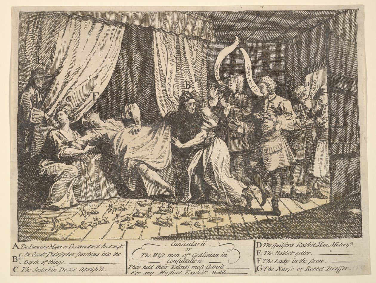 Cunicularii, of de Wijzen van Godlimon in overleg door William Hogarth