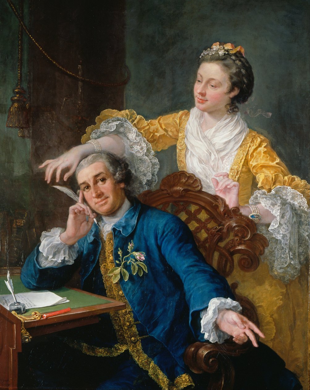 David Garrick (1717-79) met zijn vrouw Eva-Maria Veigel, „La Violette“ of „Violetti“ (1725 - 1822) door William Hogarth