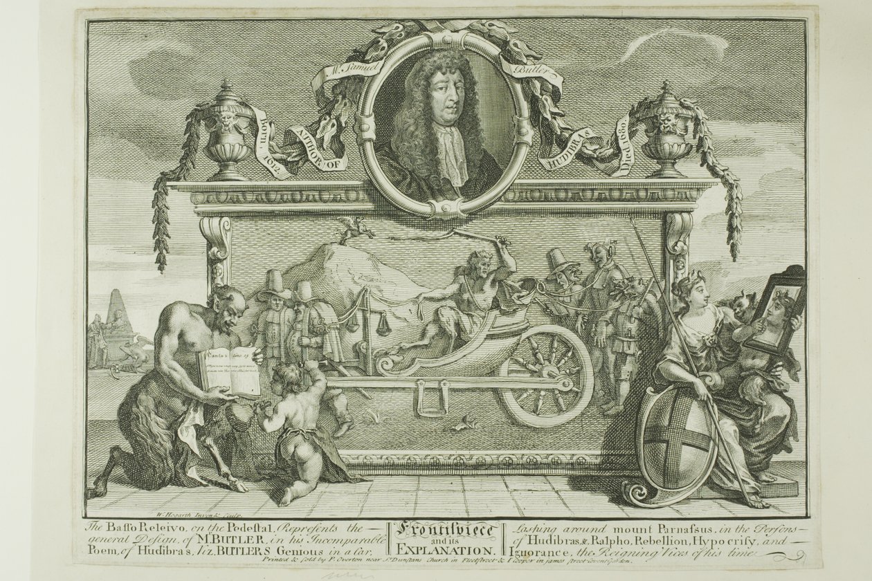 Frontispice, plaat één uit Hudibras door William Hogarth
