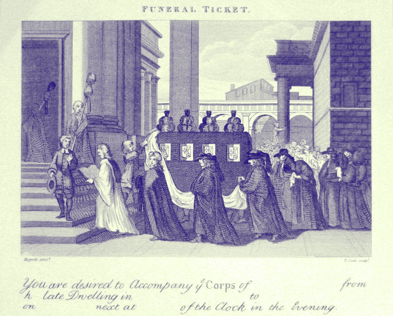 Begrafenisticket door William Hogarth