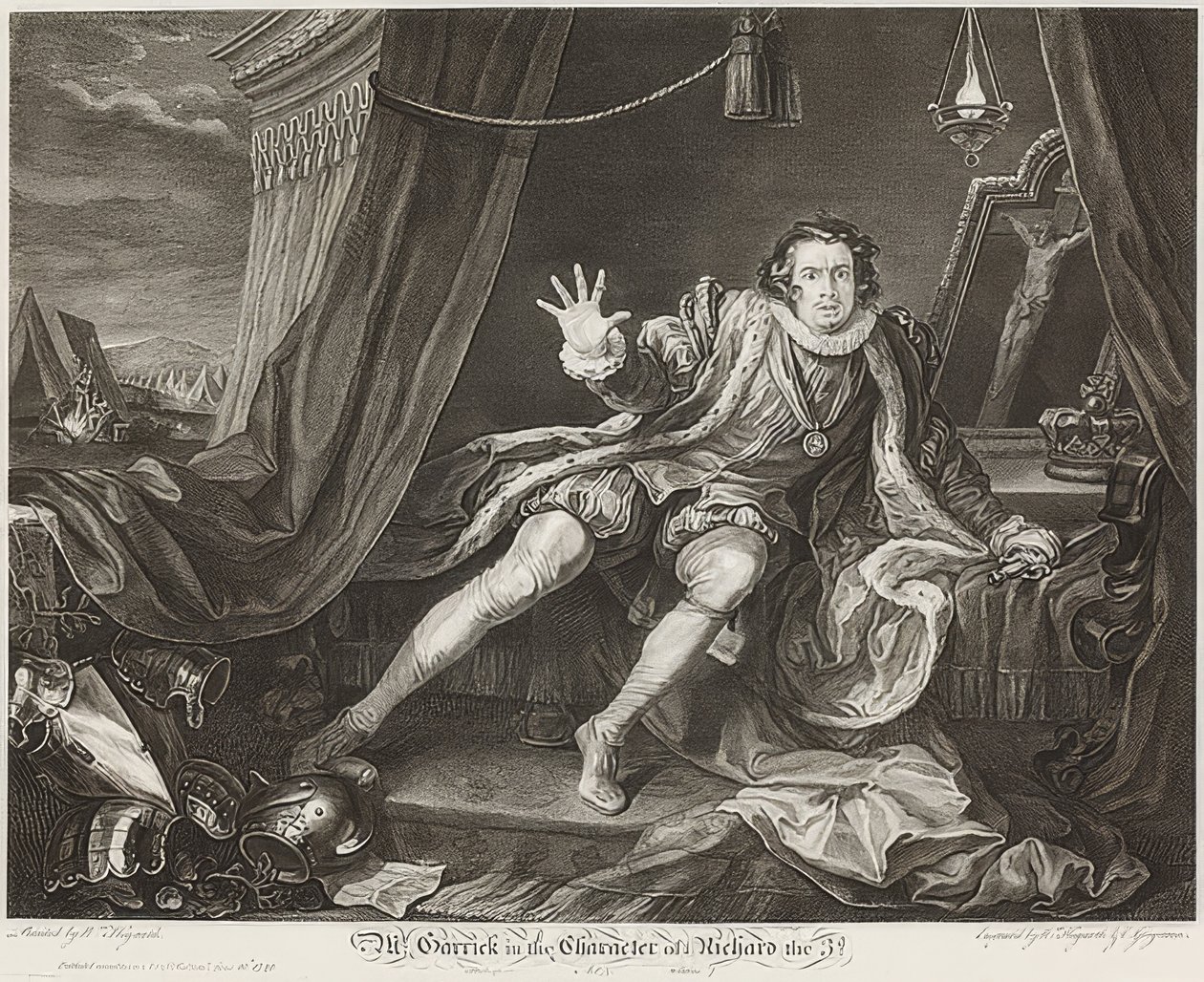 Garrick in de rol van Richard III. 1746 door William Hogarth