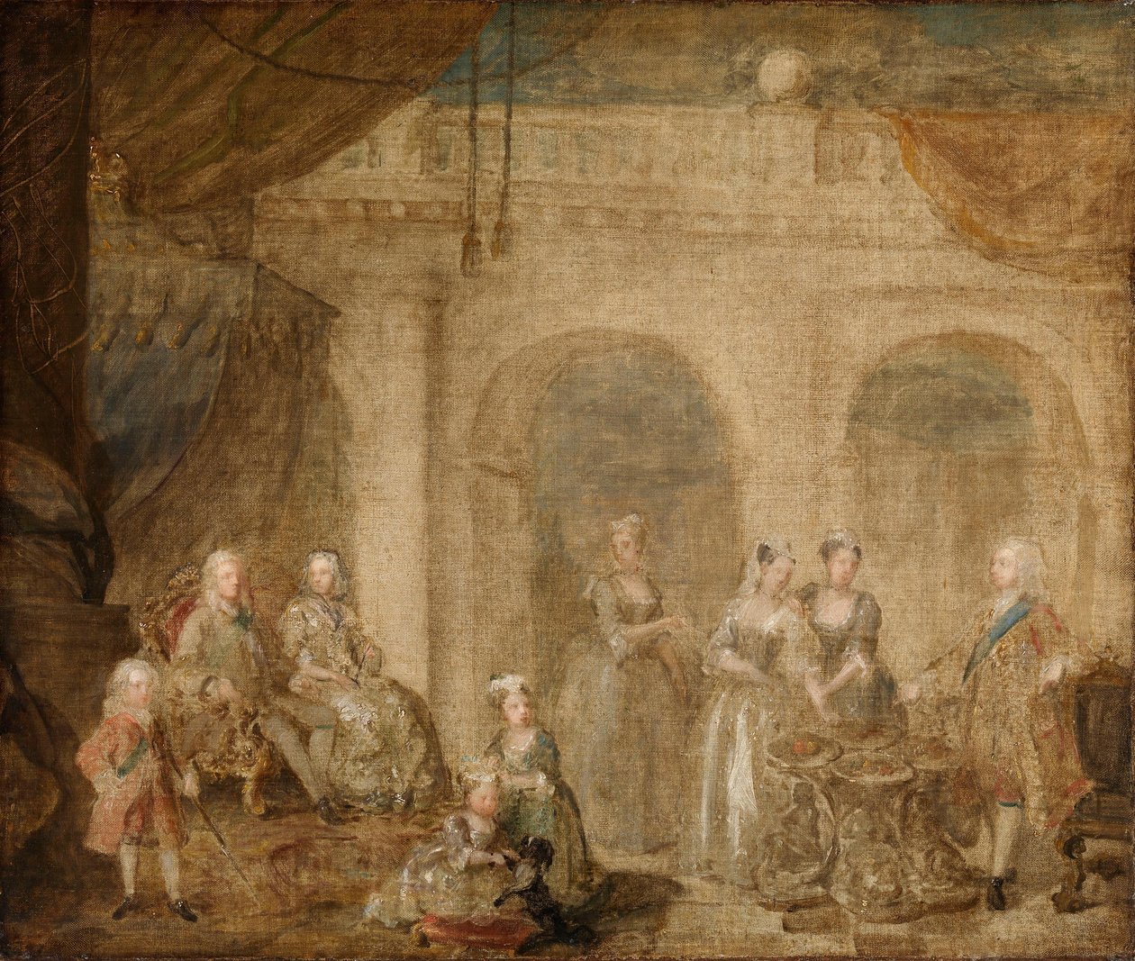 George II, koning van Engeland, en zijn familie door William Hogarth