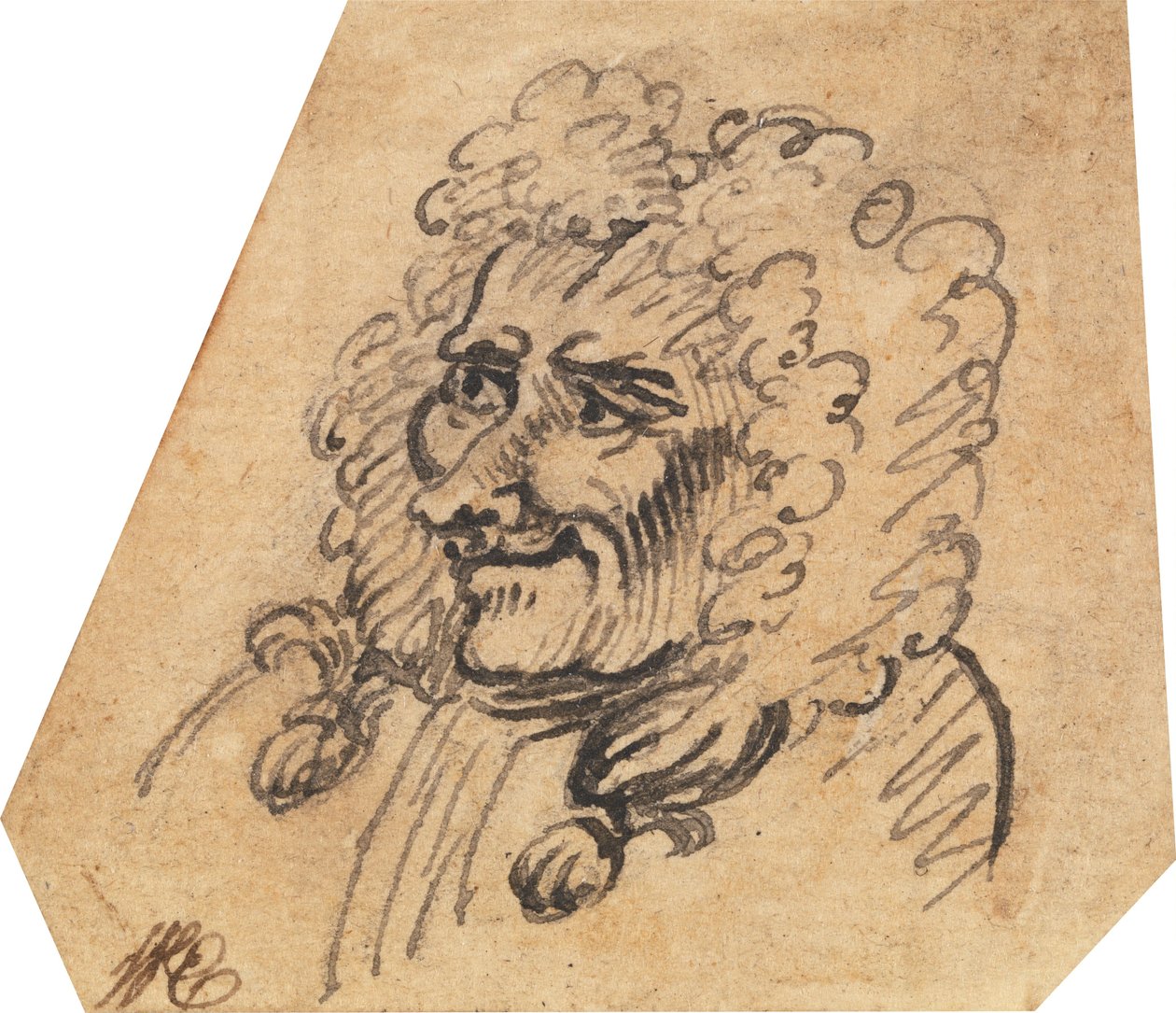 Grotesker Männerkopf door William Hogarth