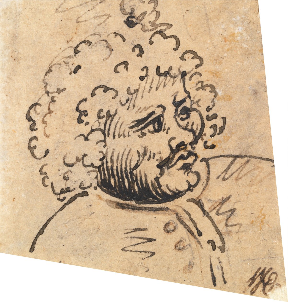 Grotesker Männerkopf door William Hogarth