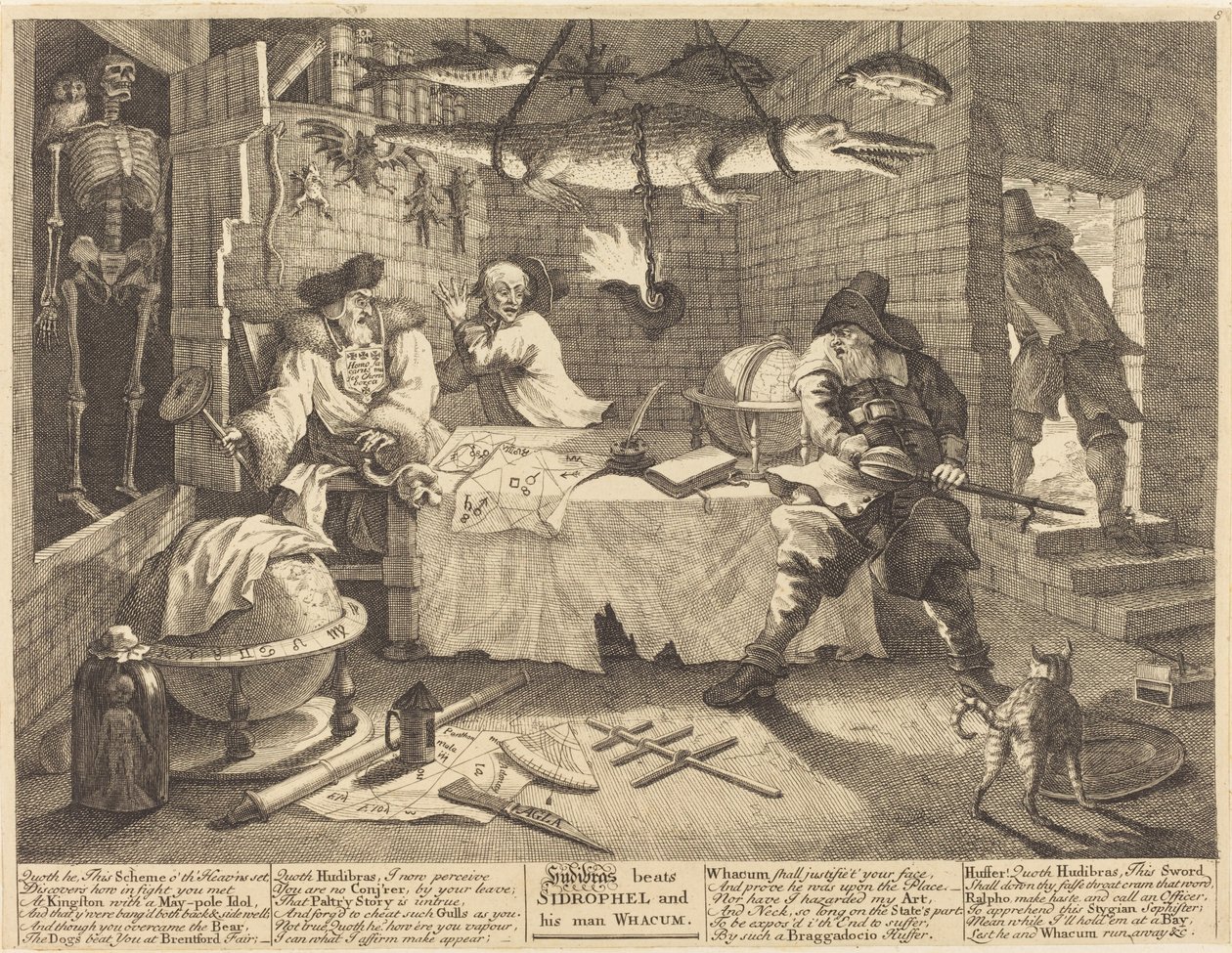 Hudibras verslaat Sidrophel en zijn man Whacum door William Hogarth