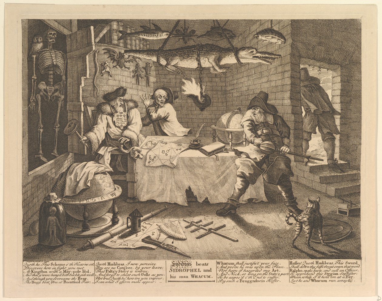 Hudibras verslaat Sidrophel en zijn man Whacum door William Hogarth