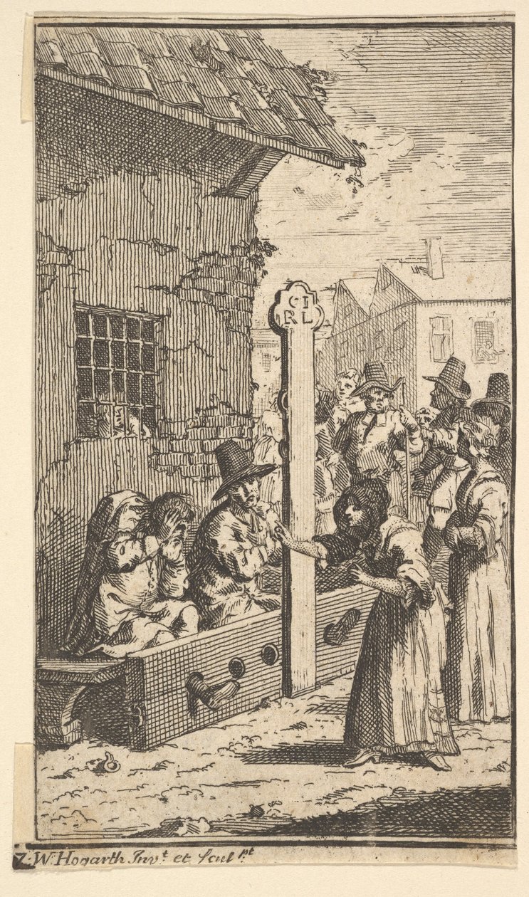 Hudibras in benauwdheid Zeventien kleine illustraties voor Samuel Butlers Hudibras, no..., 1721-26 door William Hogarth