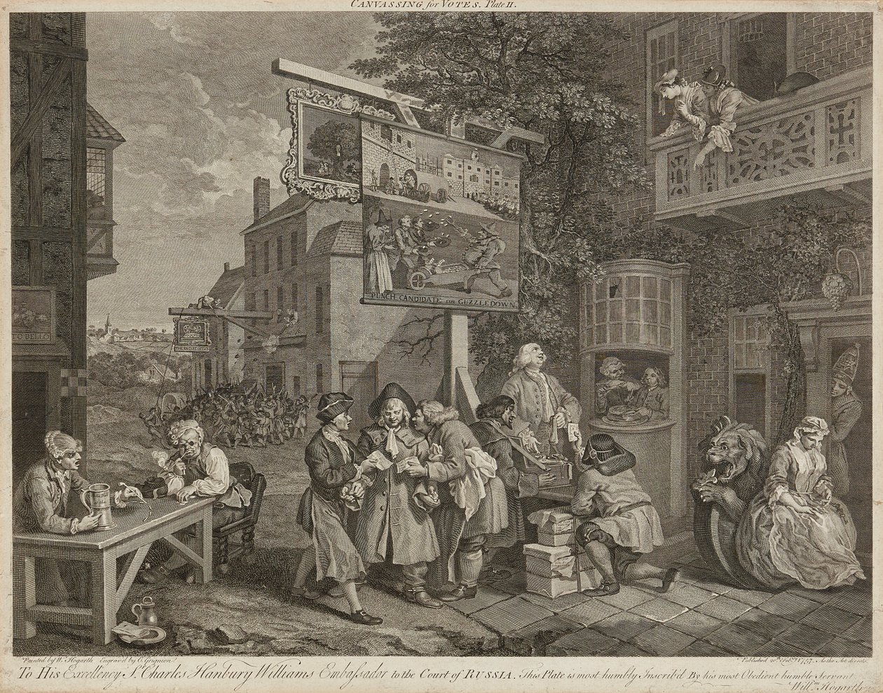 Humors van een verkiezing (set van vier) door William Hogarth