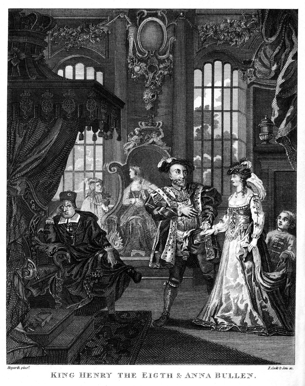 Koning Hendrik VIII en Anne Boleyn door William Hogarth door William Hogarth