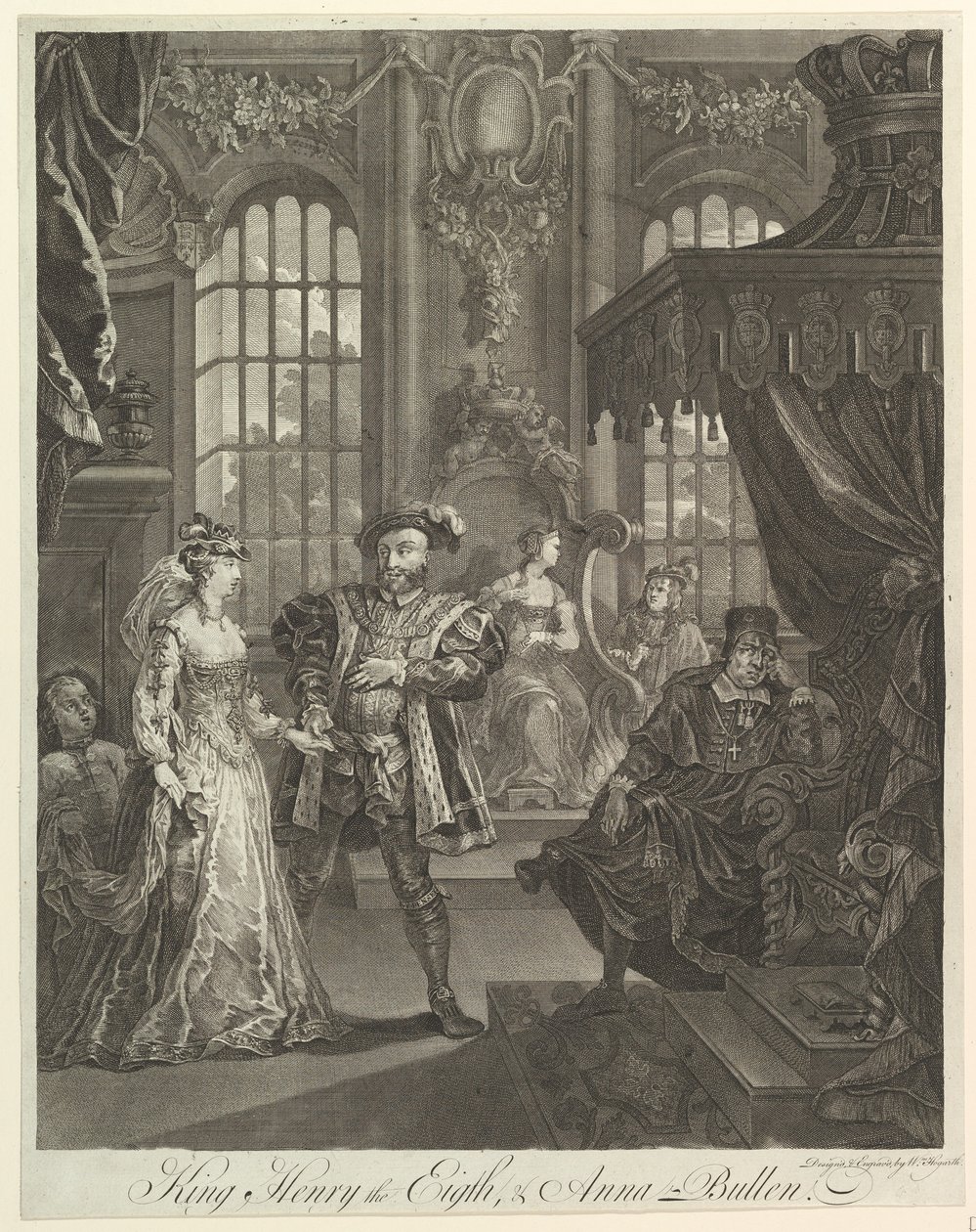 Koning Hendrik de Achtste en Anna Bullen, ca. 1728 door William Hogarth