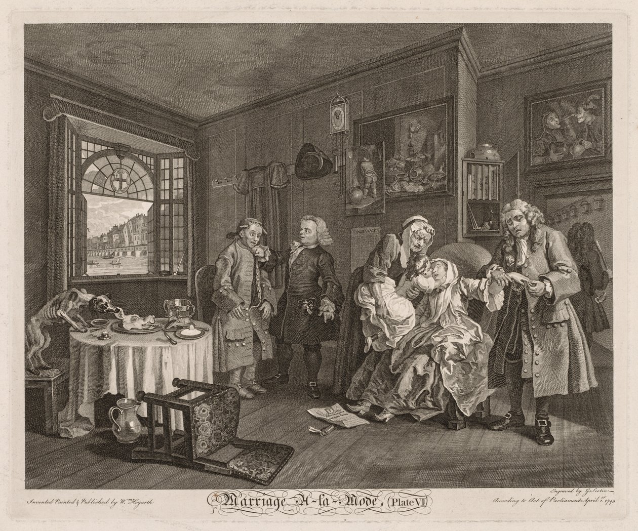 Huwelijk à la Mode: De Dood van de Gravin door William Hogarth